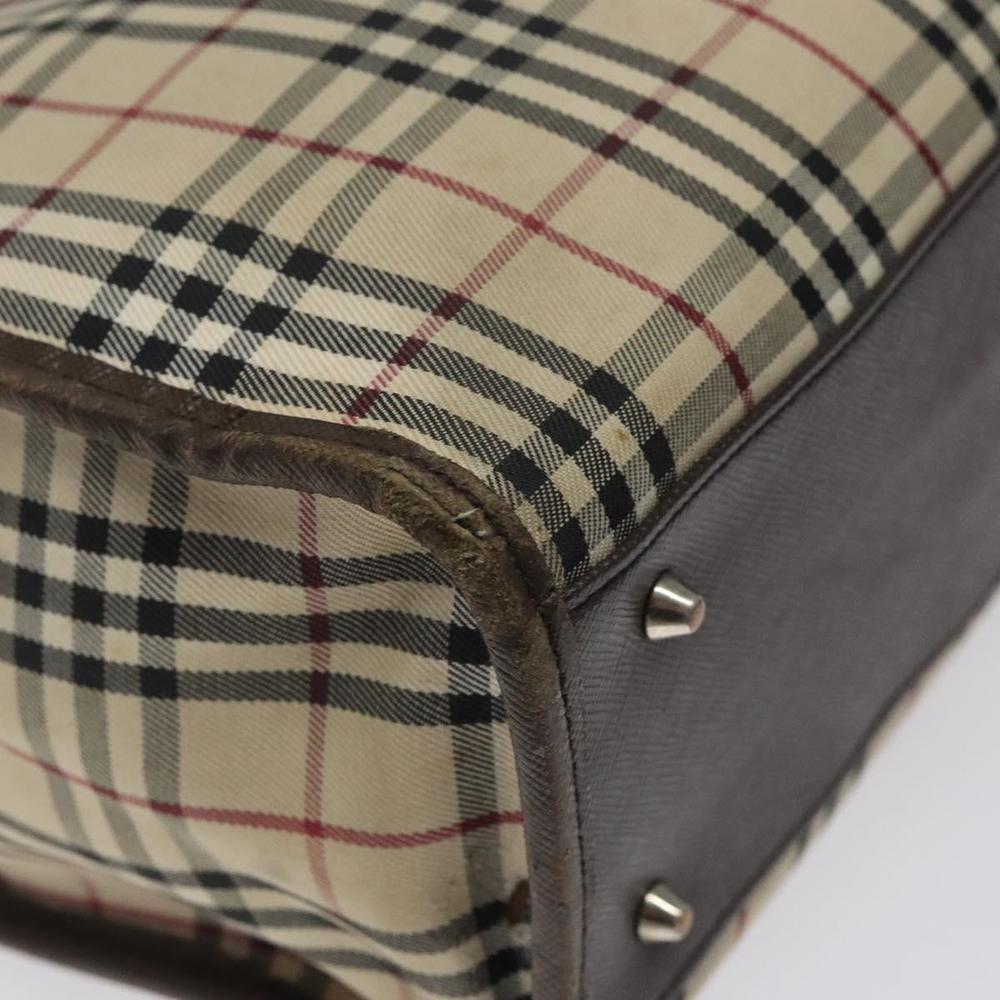 BURBERRY Nova Check Tote Bag Canvas Beige Silver Auth 118228 - Picture 14 of 16